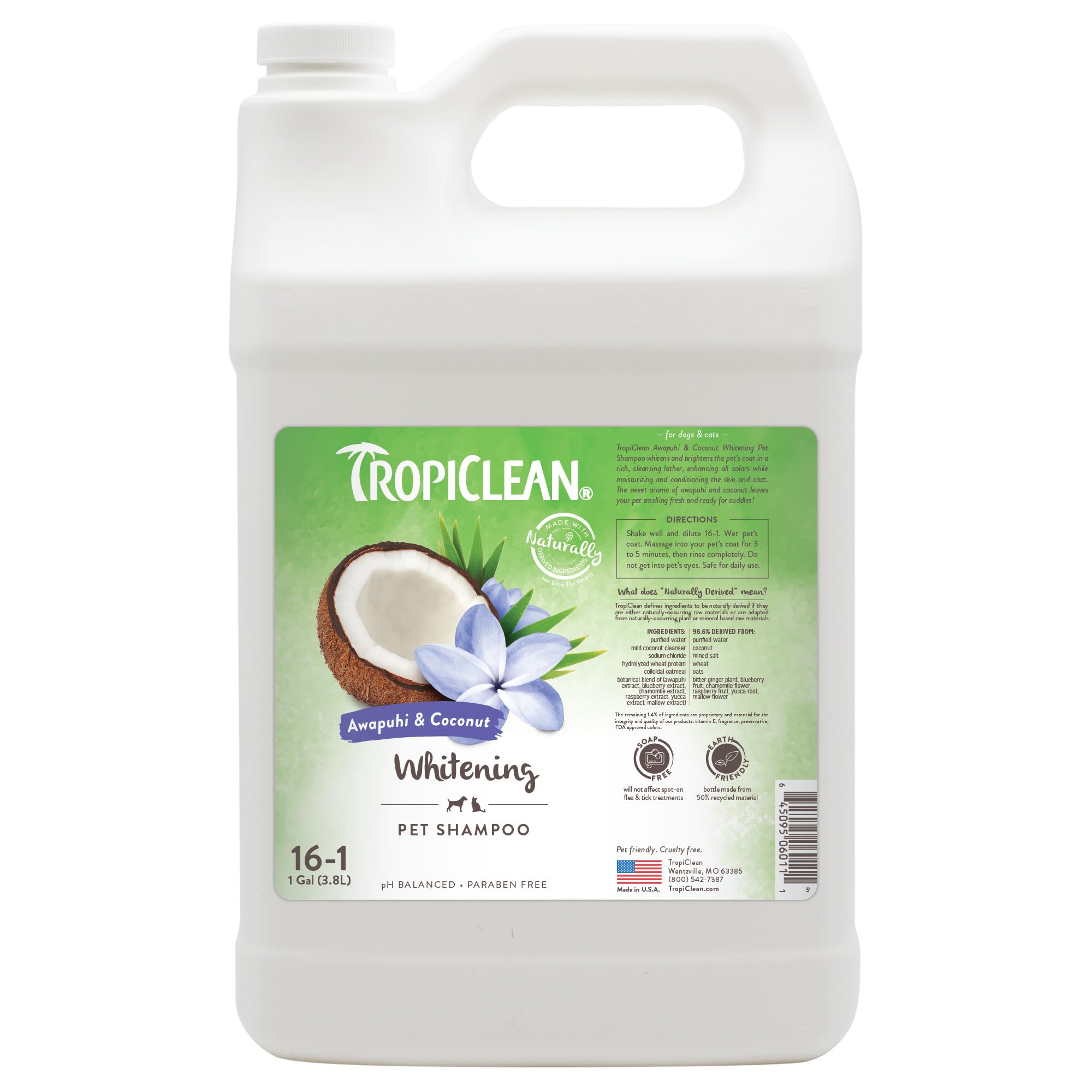 TropiClean Shampoo Galón — Shampoo Natural de Limpieza Profunda para Perros y Gatos