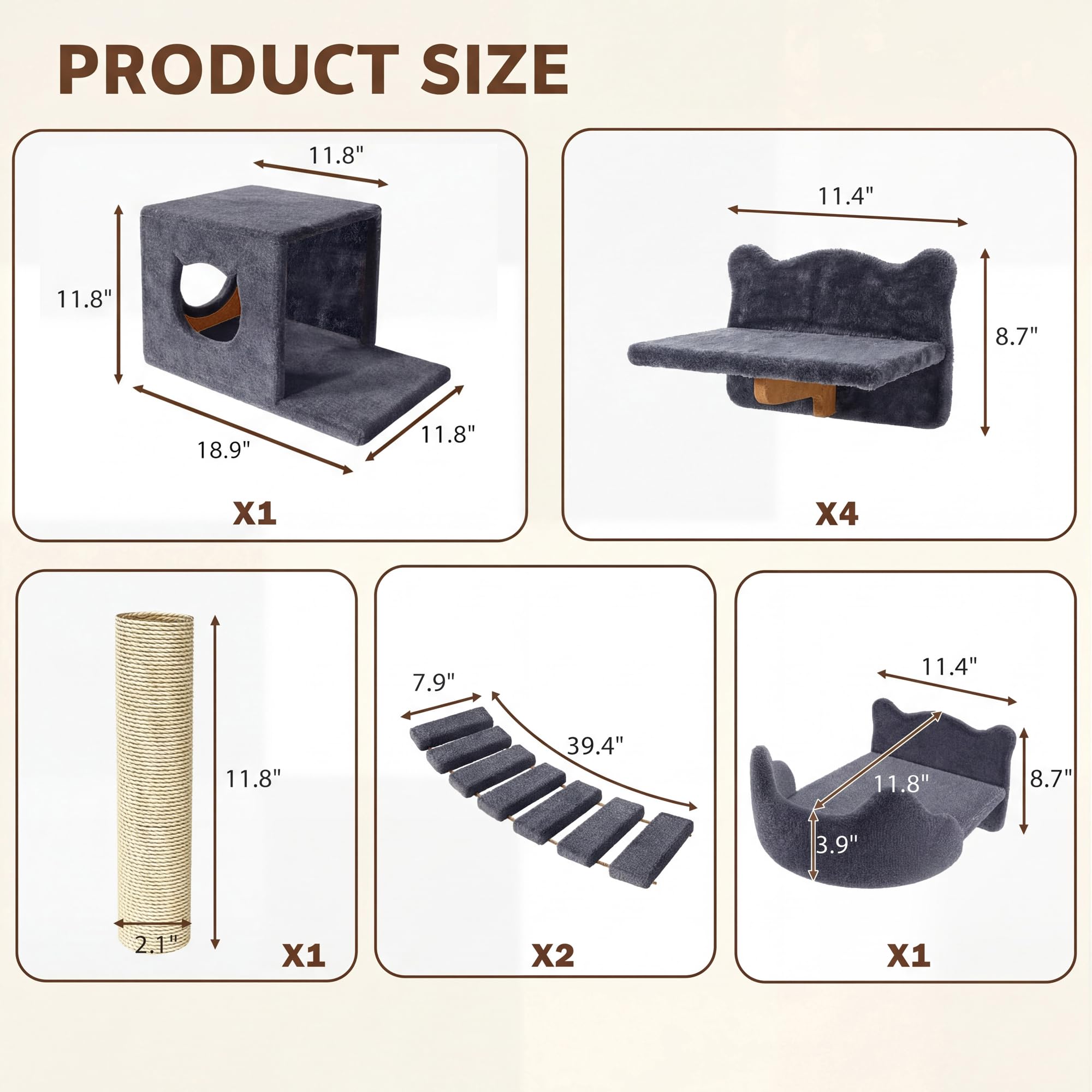 Homiflex — Repisas de Pared para Gatos, Mueble Escalador Montado en Pared para Felinos