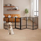 Corralito y Reja Divisoria de Metal para Perros — Puerta Abatible, Plegable y Autoportante para Interiores