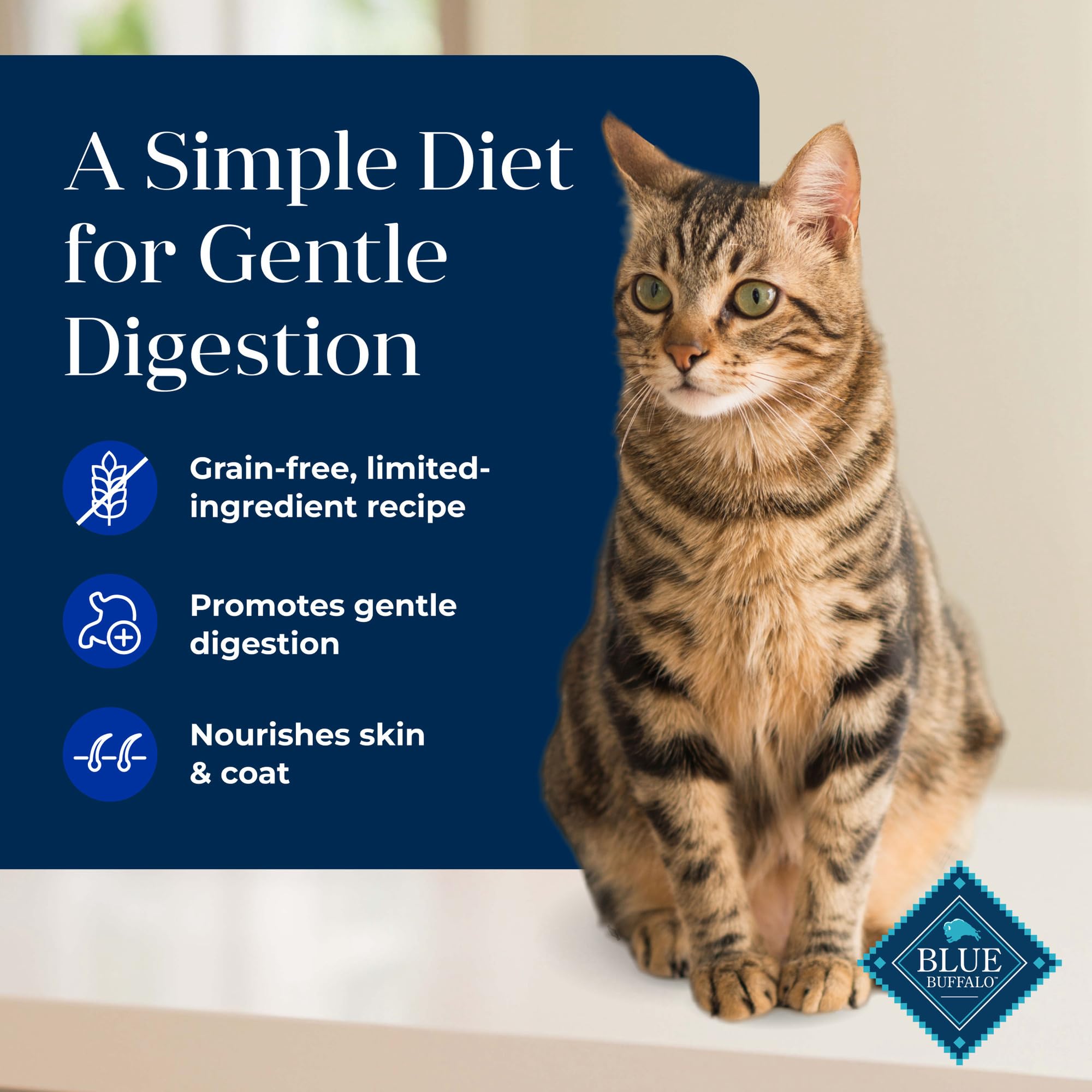 BLUE BUFFALO Basics Indoor — Alimento para Gato Adulto Sin Granos para Piel y Estómago Sensible