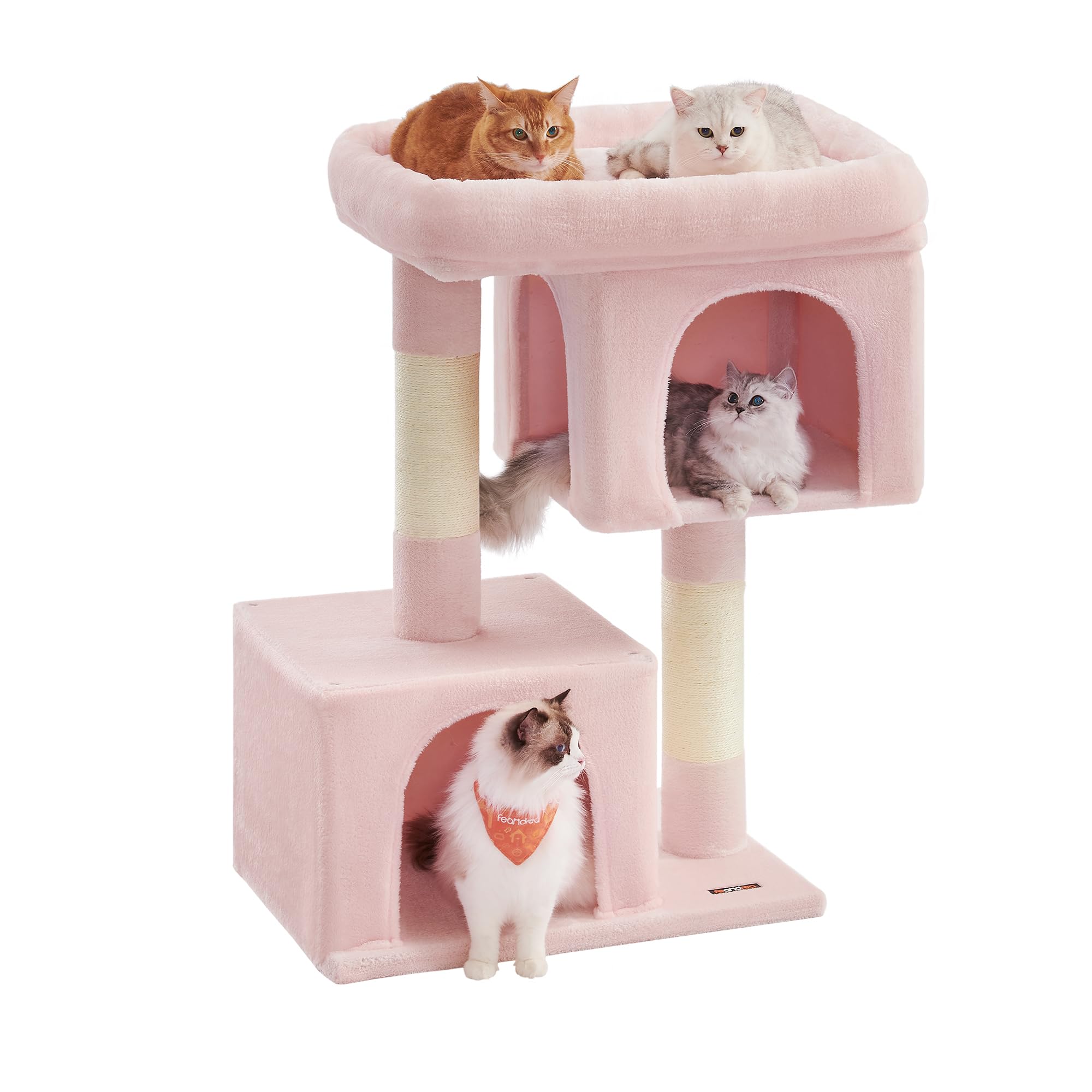 Feandrea — Torre Rascador para Gatos con Condo, Perchas y Postes de Sisal