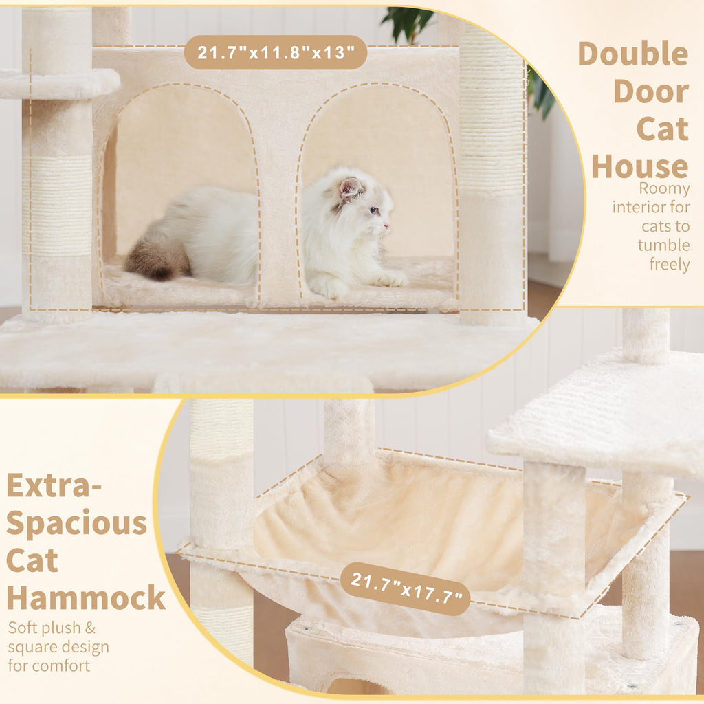 Heybly Torre para Gatos Grandes — Árbol Multinivel con Perchas Anchas, Cueva y Tablero Rascador para Gatos de hasta 9 kg