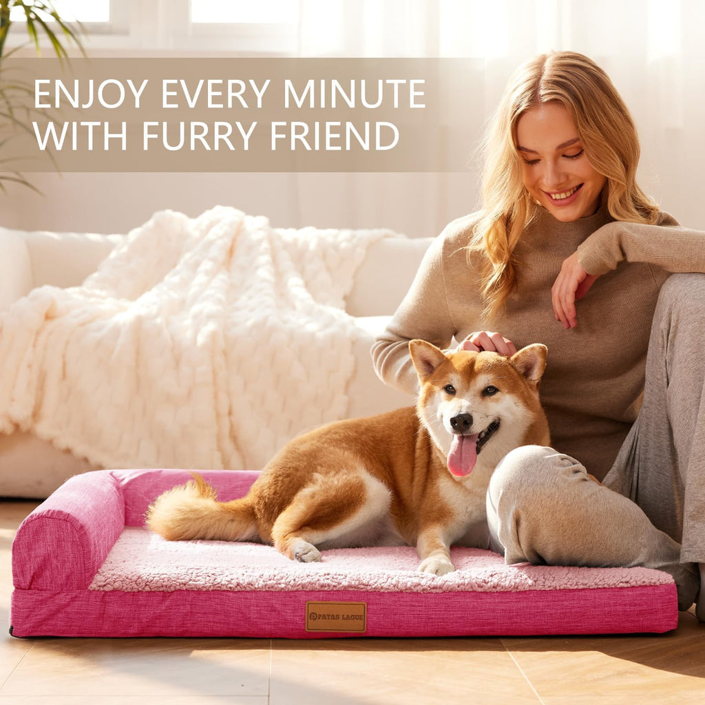Patas Lague — Cama Ortopédica con Bolster en L y Cubierta Lavable Impermeable para Perro