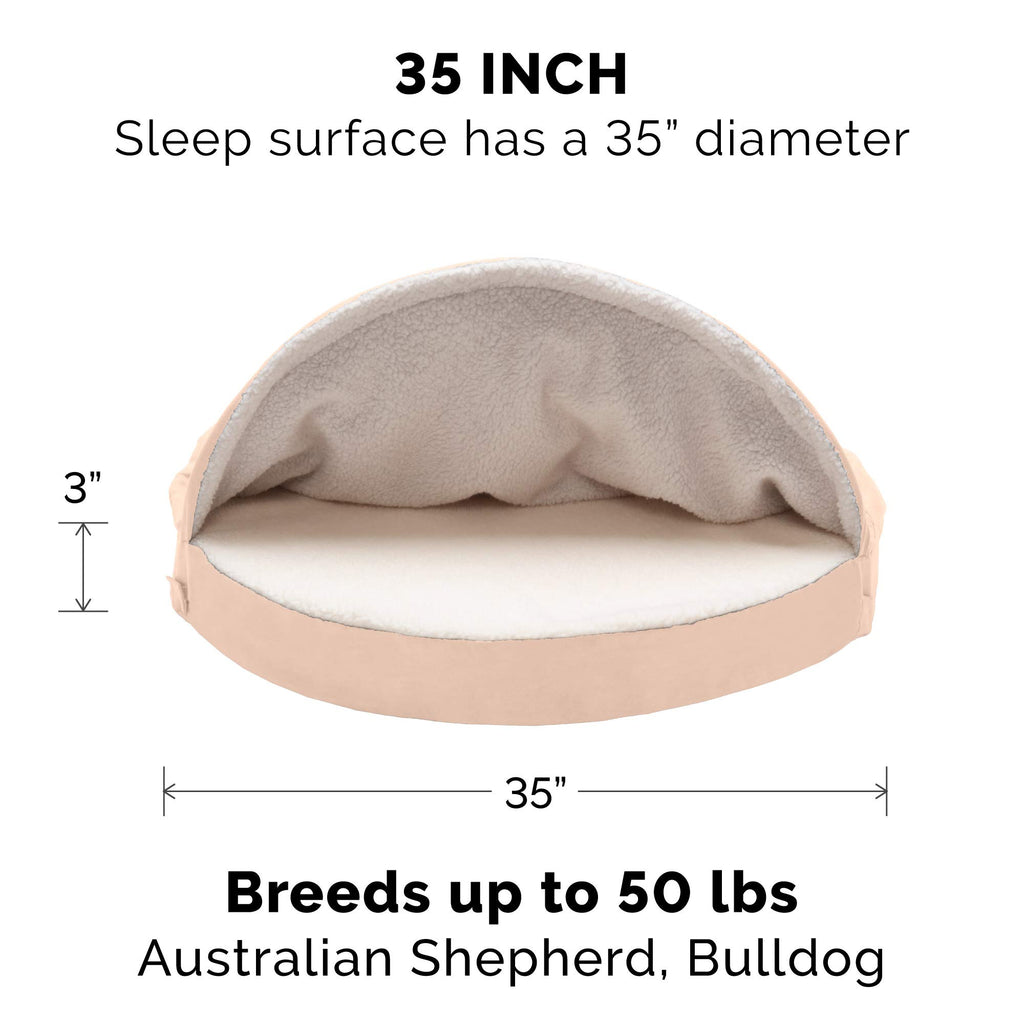 Furhaven Replacement Dog Bed Cover Sherpa & Suede Snuggery, Machine Washable - Blue, 26-inch