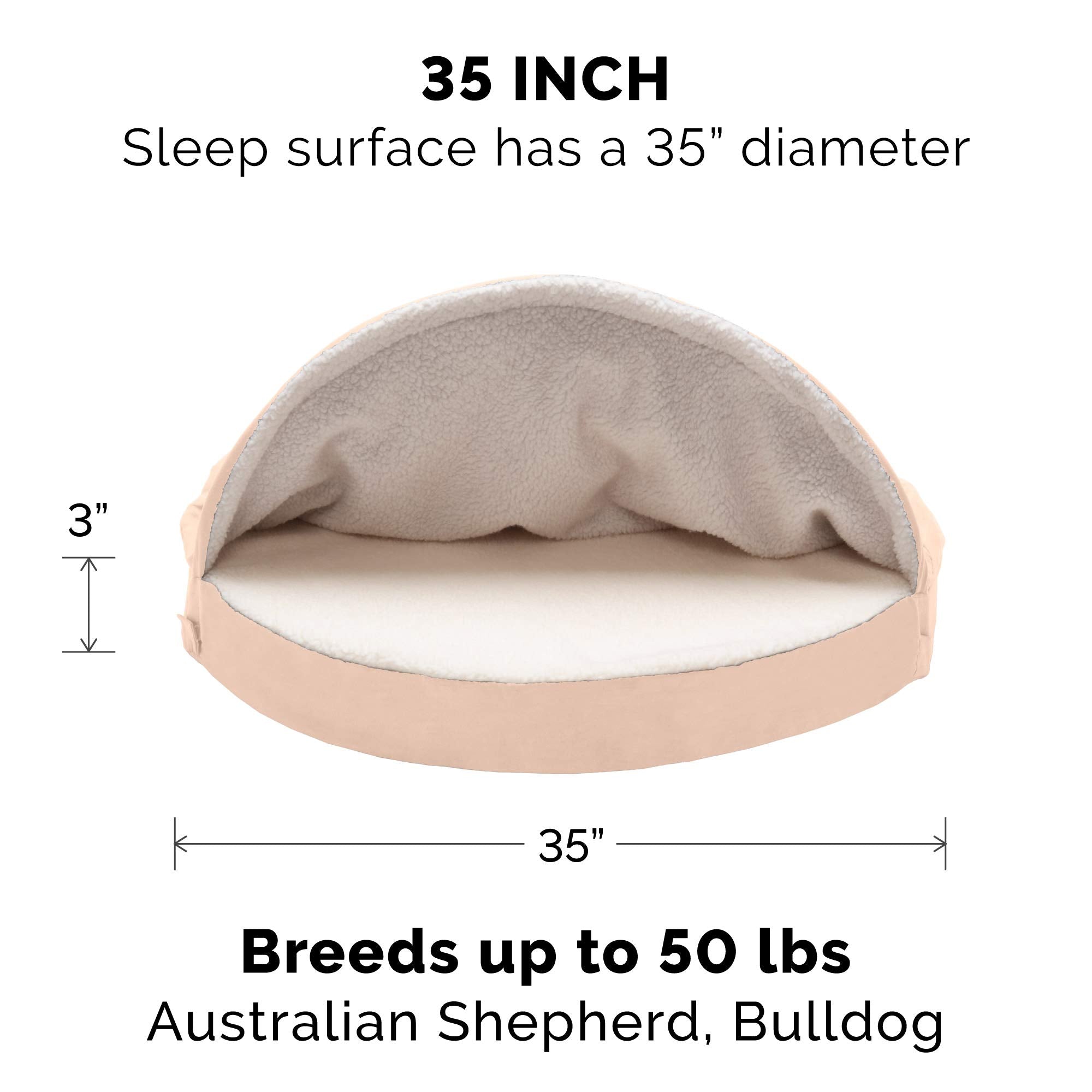 Furhaven Replacement Dog Bed Cover Sherpa & Suede Snuggery, Machine Washable - Blue, 26-inch