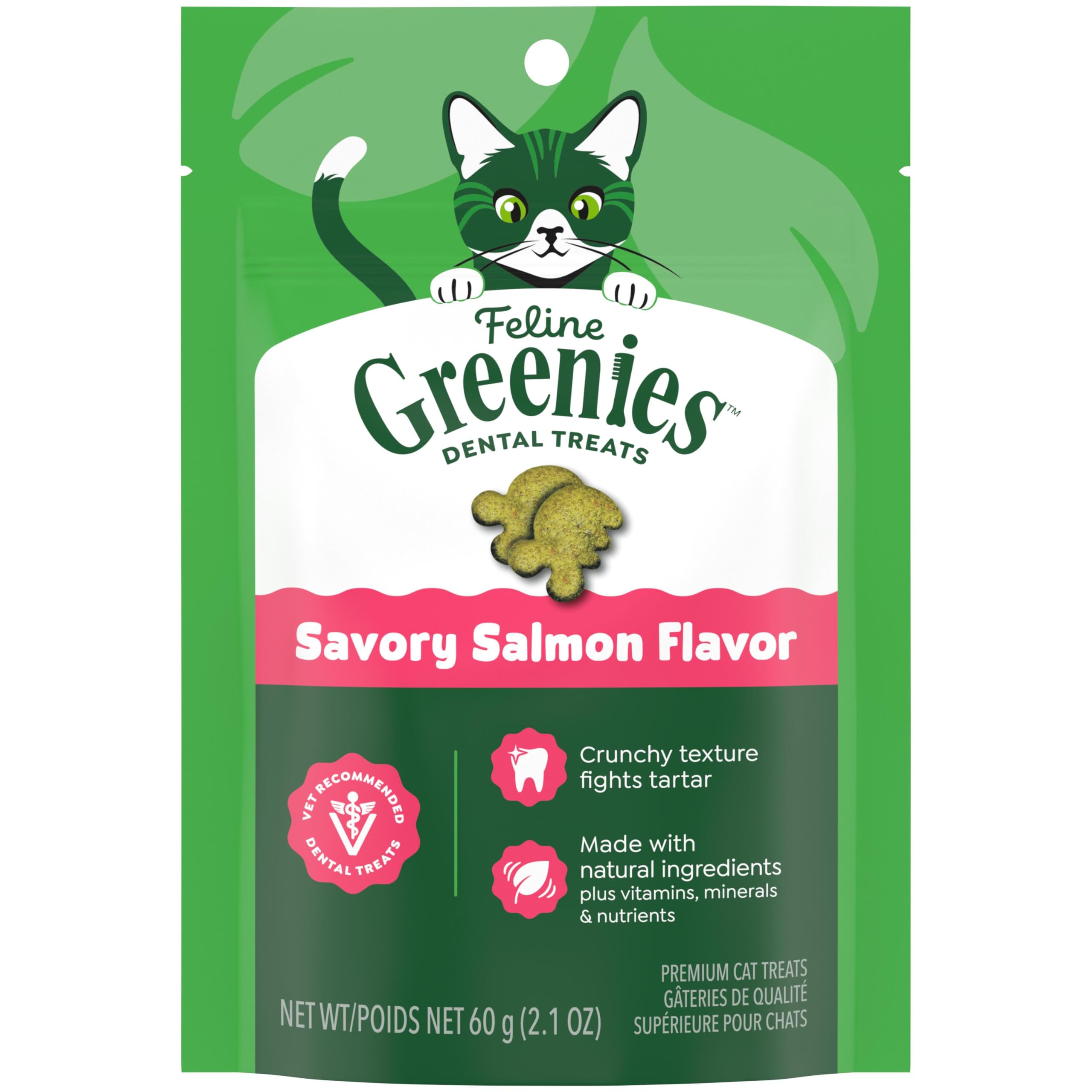 Greenies Feline Adult — Premios Dentales con Sabor a Salmón para Gato Adulto