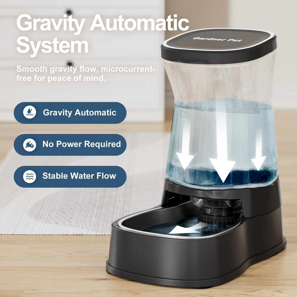 Gardner Pet — Bebedero Automático por Gravedad con Tazón de Acero Inoxidable para Perros y Gatos