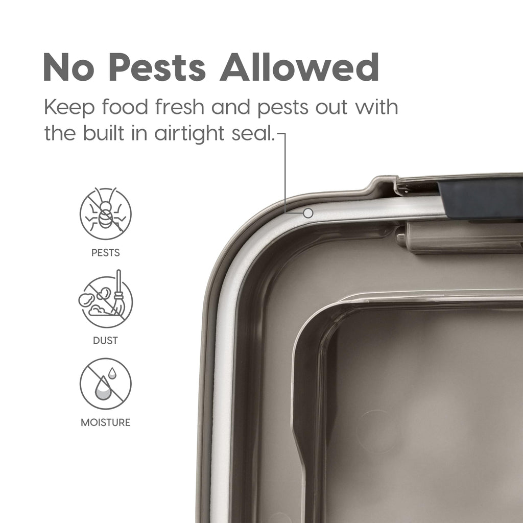 IRIS USA — Contenedor Hermético para Alimento de Perro y Gato, Combo 30 lbs y 11 lbs, Apilable con Ruedas y Taza Medidora de 2 Tazas