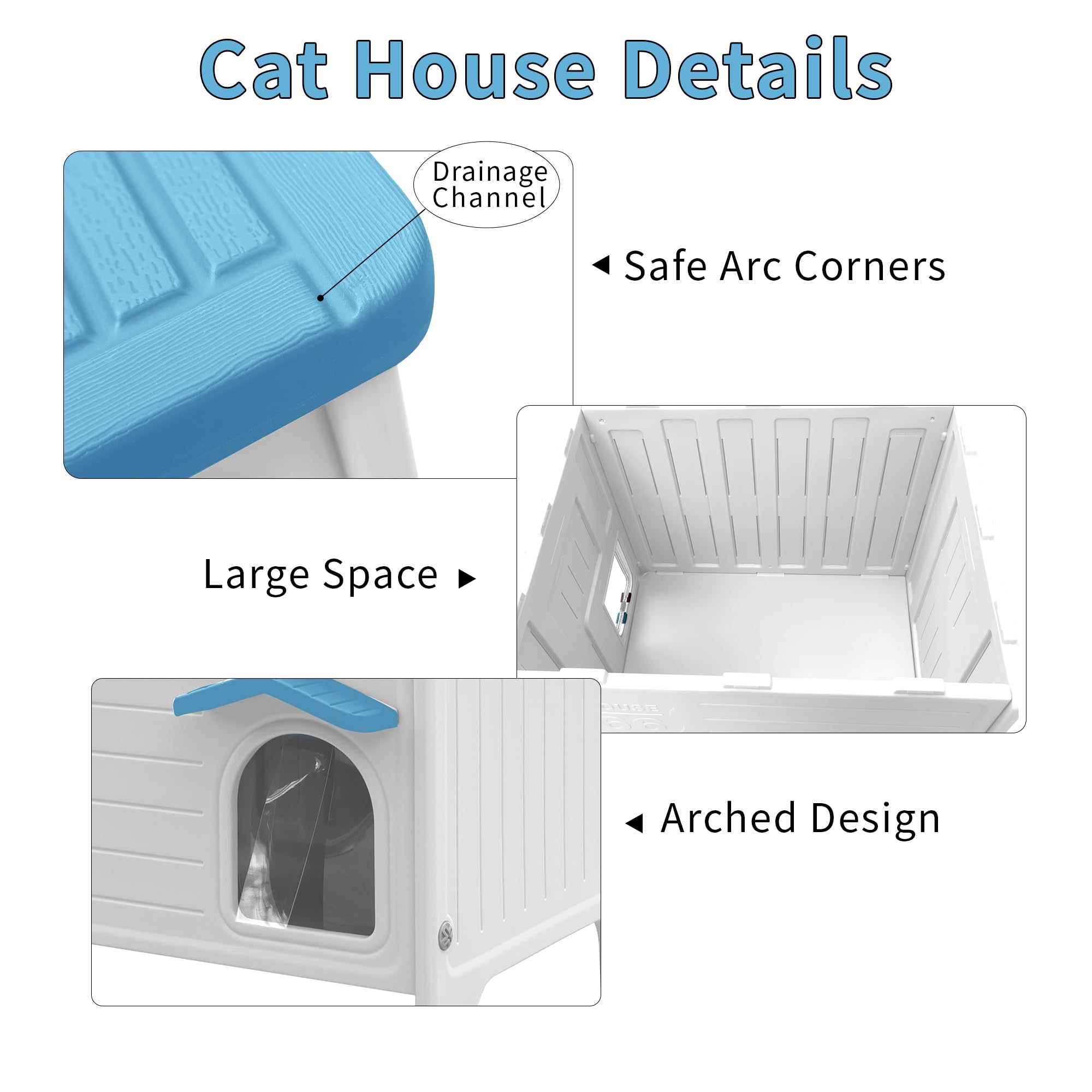 Rockever — Casa Exterior para Gatos con Aislamiento Térmico y Puerta de Escape, Refugio de Plástico para Interior y Exterior
