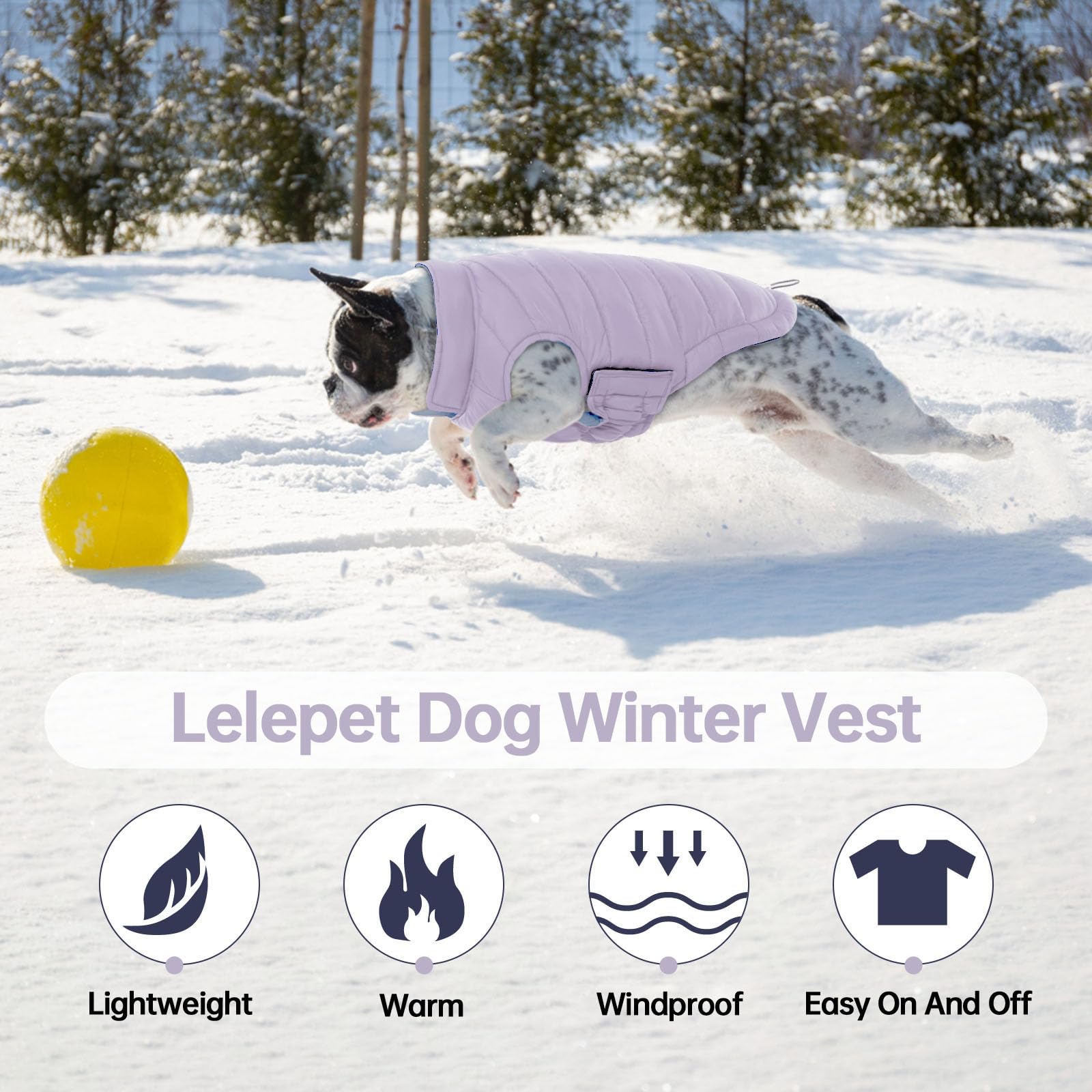 Lelepet — Chamarra Reversible Acolchada para Perro, Resistente al Viento y Agua, para Perros Pequeños