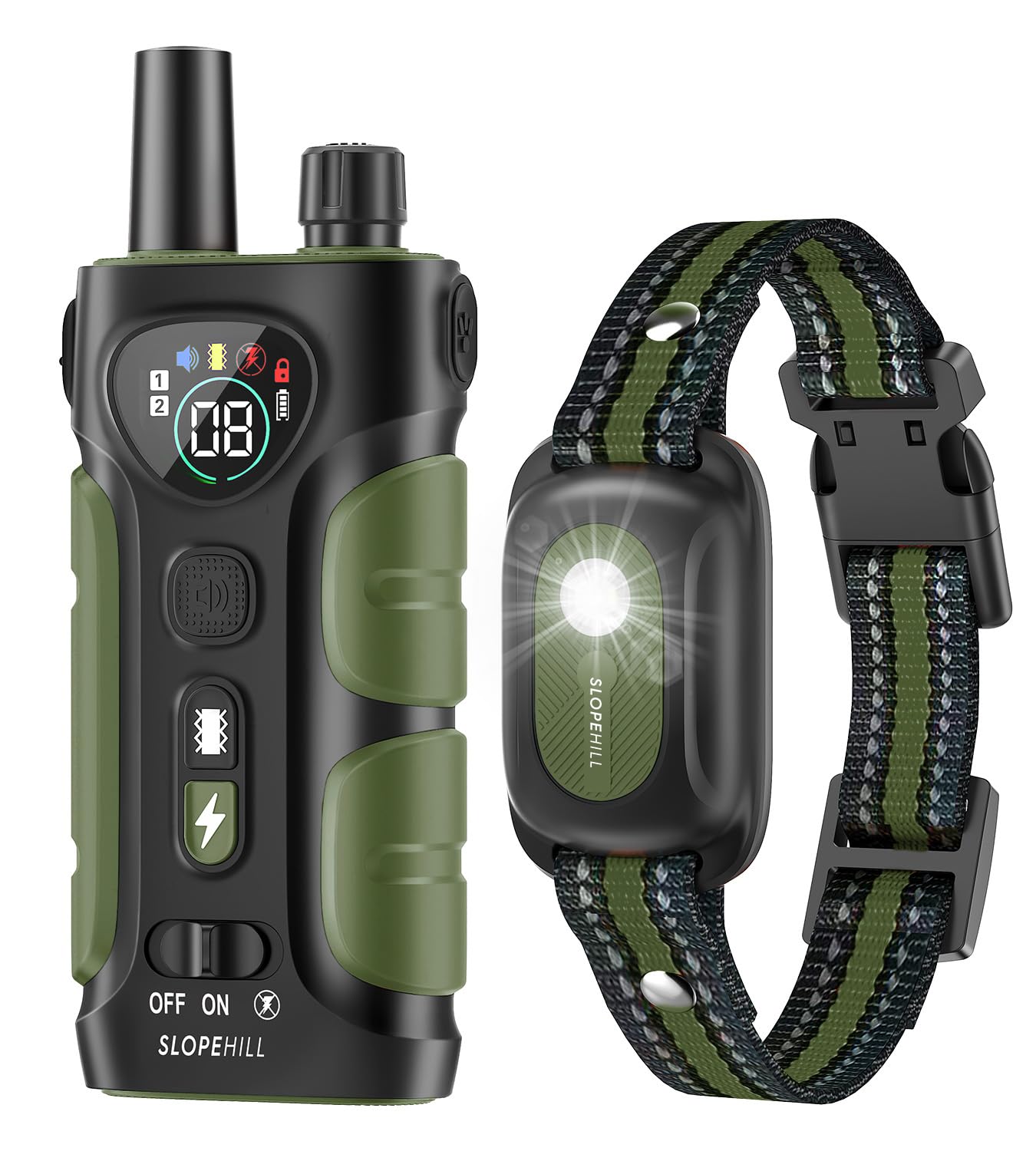 SLOPEHILL — Collar de Entrenamiento con Control Remoto para Perro con 5 Modos: Vibración, Beep, Descarga, Luz y Modo Sin Descarga