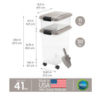 IRIS USA — Contenedor Hermético para Alimento de Perro y Gato, Combo 30 lbs y 11 lbs, Apilable con Ruedas y Taza Medidora de 2 Tazas