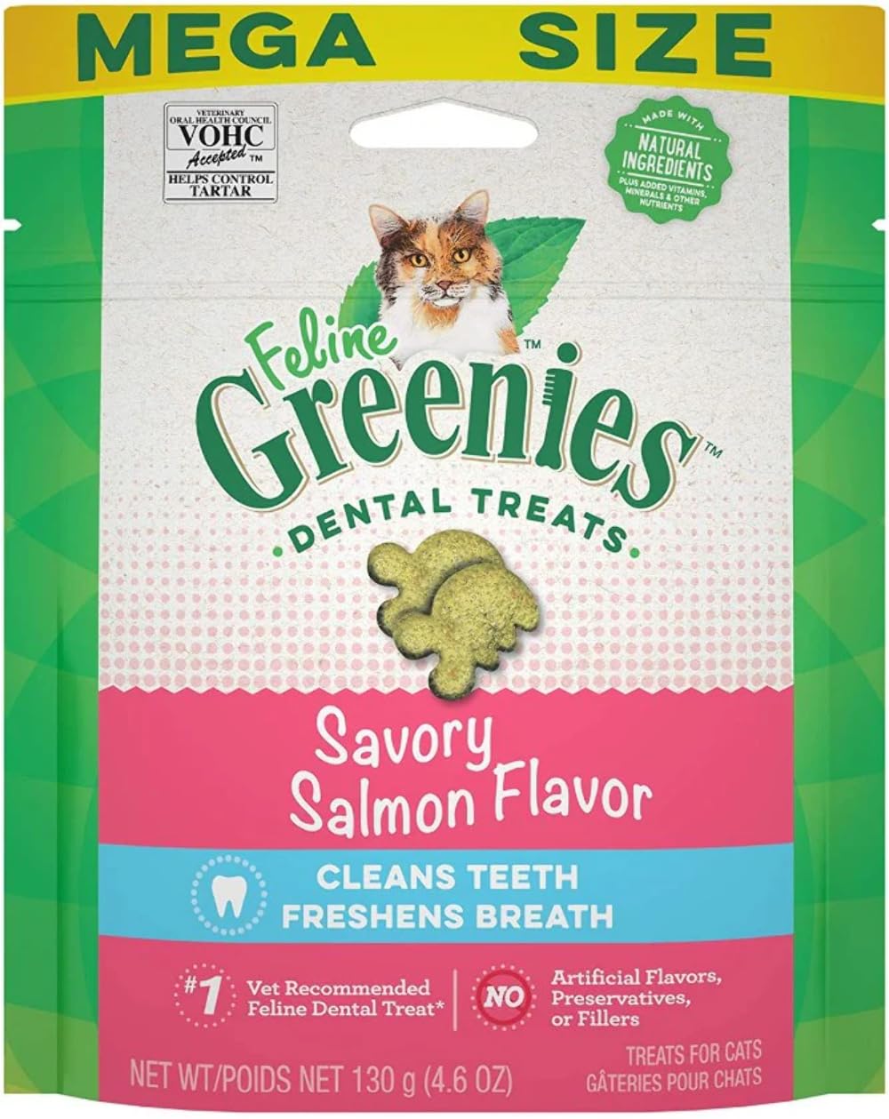 Greenies Feline Adult — Premios Dentales con Sabor a Salmón para Gato Adulto
