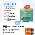 PAWFECTCHEW No Poo Chews para Perros — Disuasivo de Coprofagia y Consumo de Heces con Probióticos, Enzimas Digestivas y Soporte para el Aliento — 120 Bocadillos Suaves, Fabricado en EUA