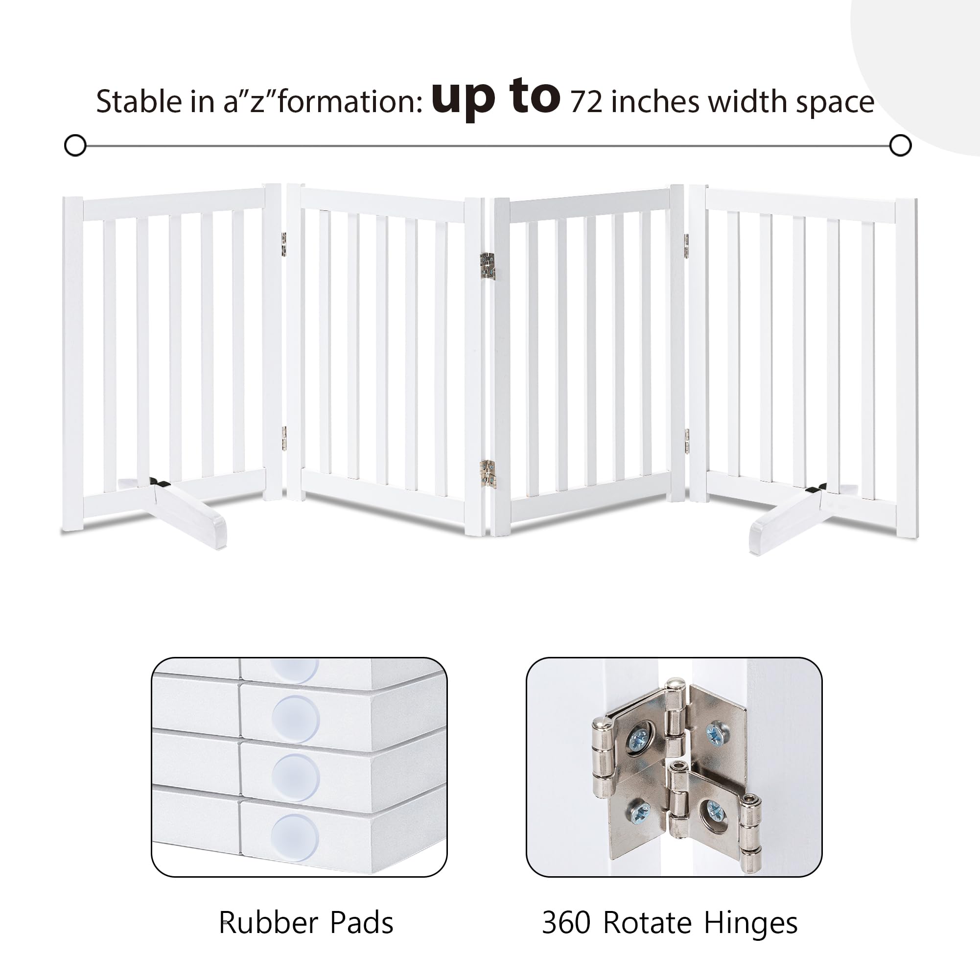 LZRS — Reja de Madera de Roble Plegable Independiente para Mascotas, Puerta de Seguridad Interior para Perros