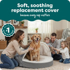 Furhaven Replacement Dog Bed Cover Sherpa & Suede Snuggery, Machine Washable - Blue, 26-inch