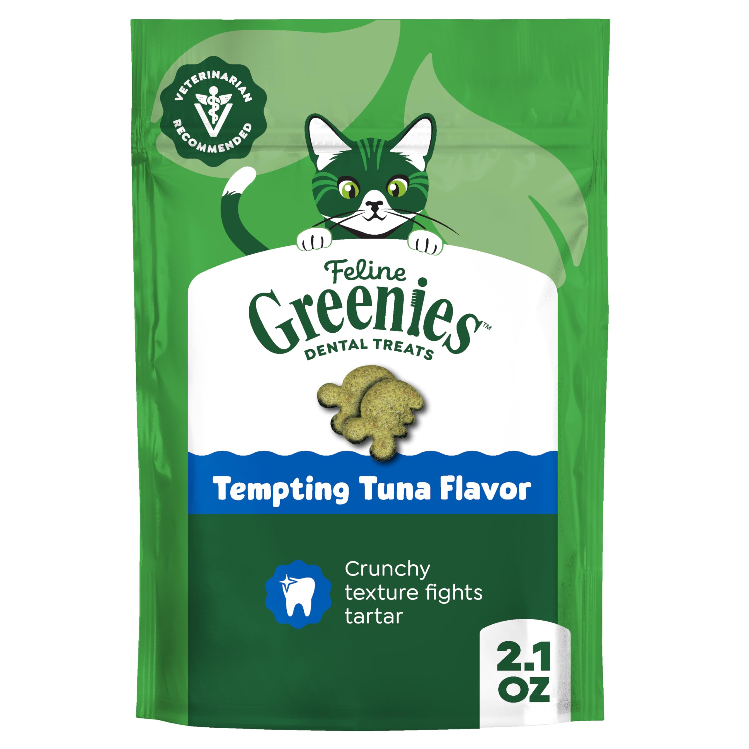 Greenies Feline — Premios Dentales Naturales para Gato Adulto, Sabor Atún Tentador