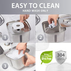 Veken — Fuente de Agua para Mascotas en Acero Inoxidable con Filtros de Repuesto y Tapete de Silicona para Gatos y Perros