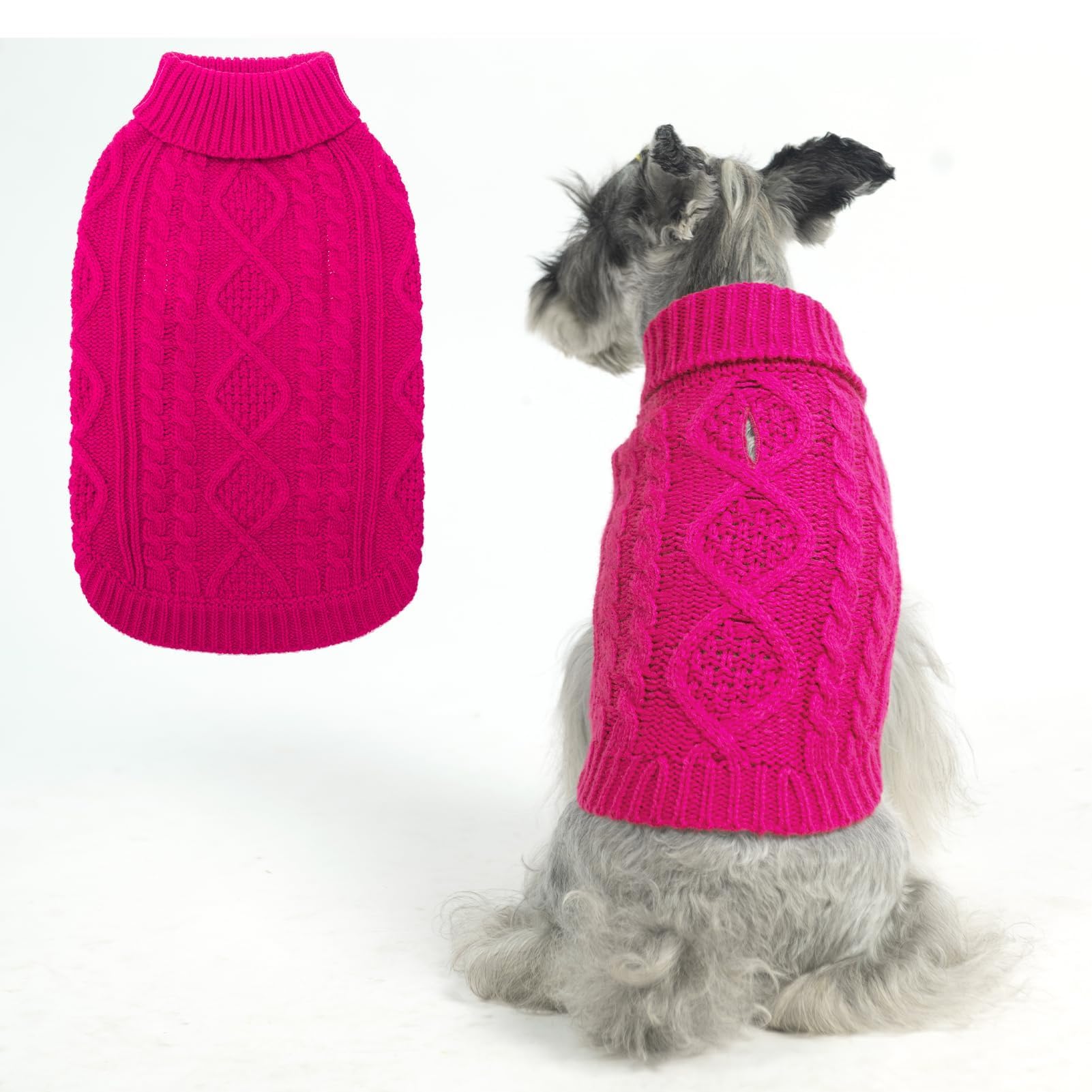 Suéter Tejido Térmico con Cuello Alto para Perros — Jersey Clásico de Punto Cable Cálido para Cachorros y Gatos Pequeños, Medianos y Grandes