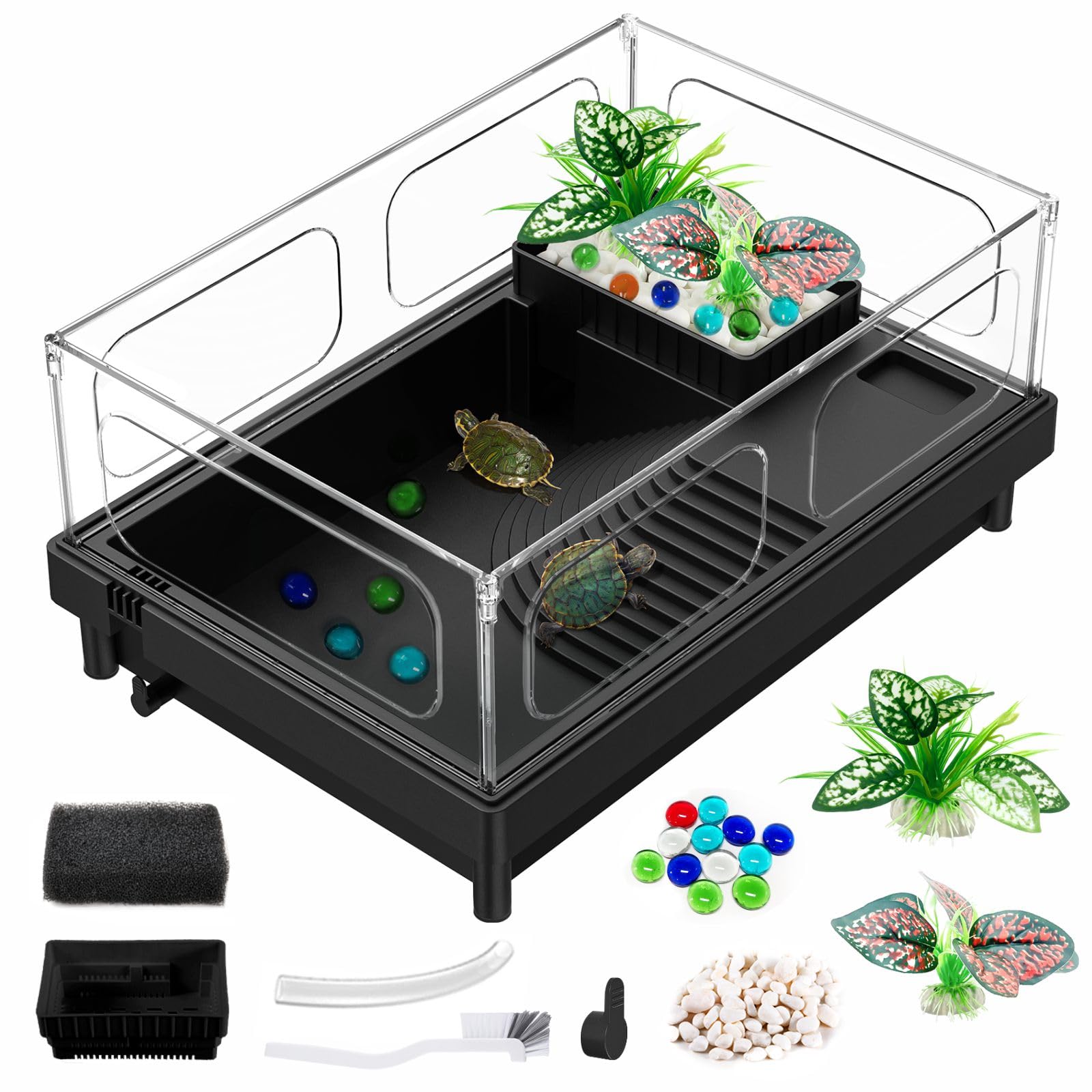 GOZILLA — Kit Completo de Acuario para Tortuga con Lámpara UVA/UVB y Filtro — Starter Kit para Reptiles Pequeños