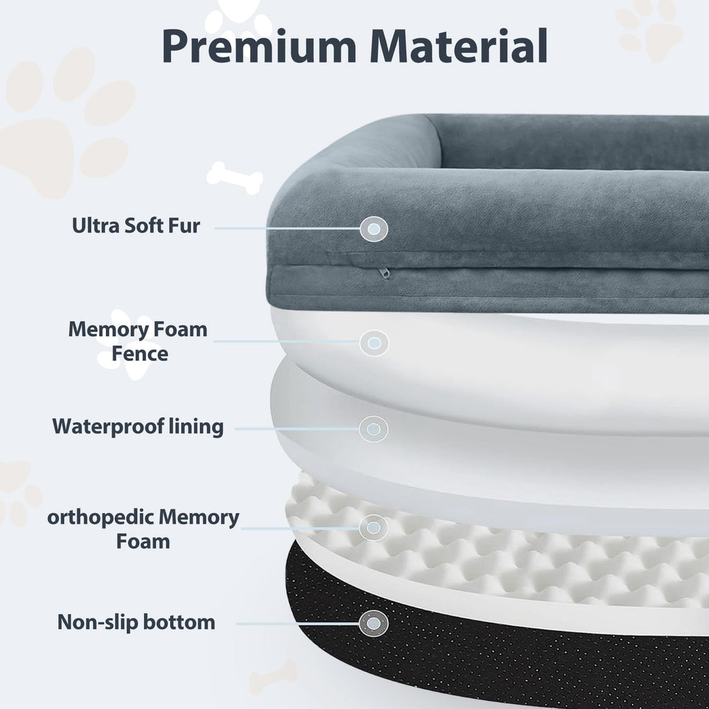 WNPETHOME — Cama Ortopédica Sofá para Perro XL con Cubierta Extraíble Impermeable y Bordes Acolchados