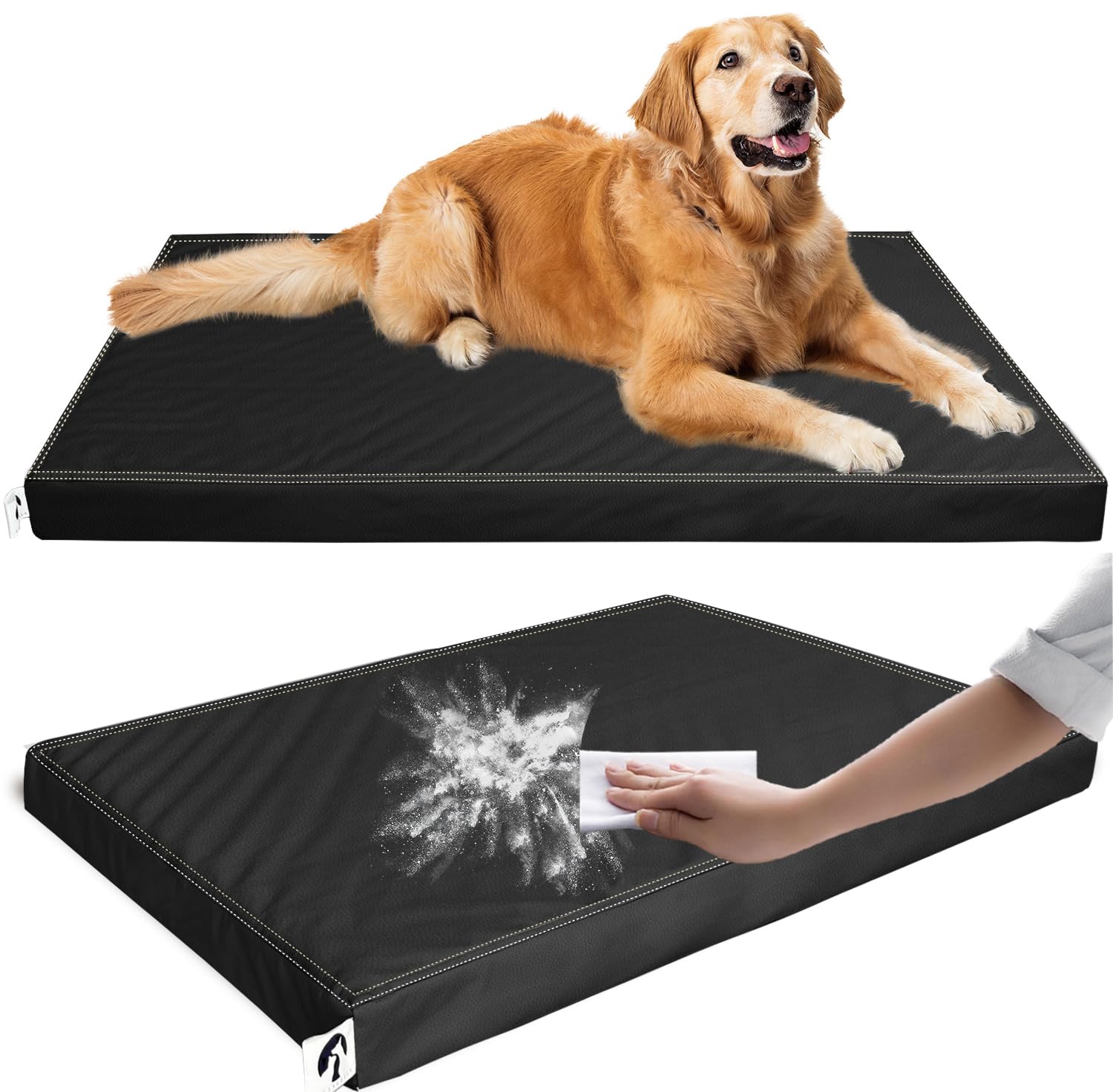 Cama Ortopédica de Piel con Memory Foam — Descanso Confortable para Perros Pequeños, Medianos y Grandes
