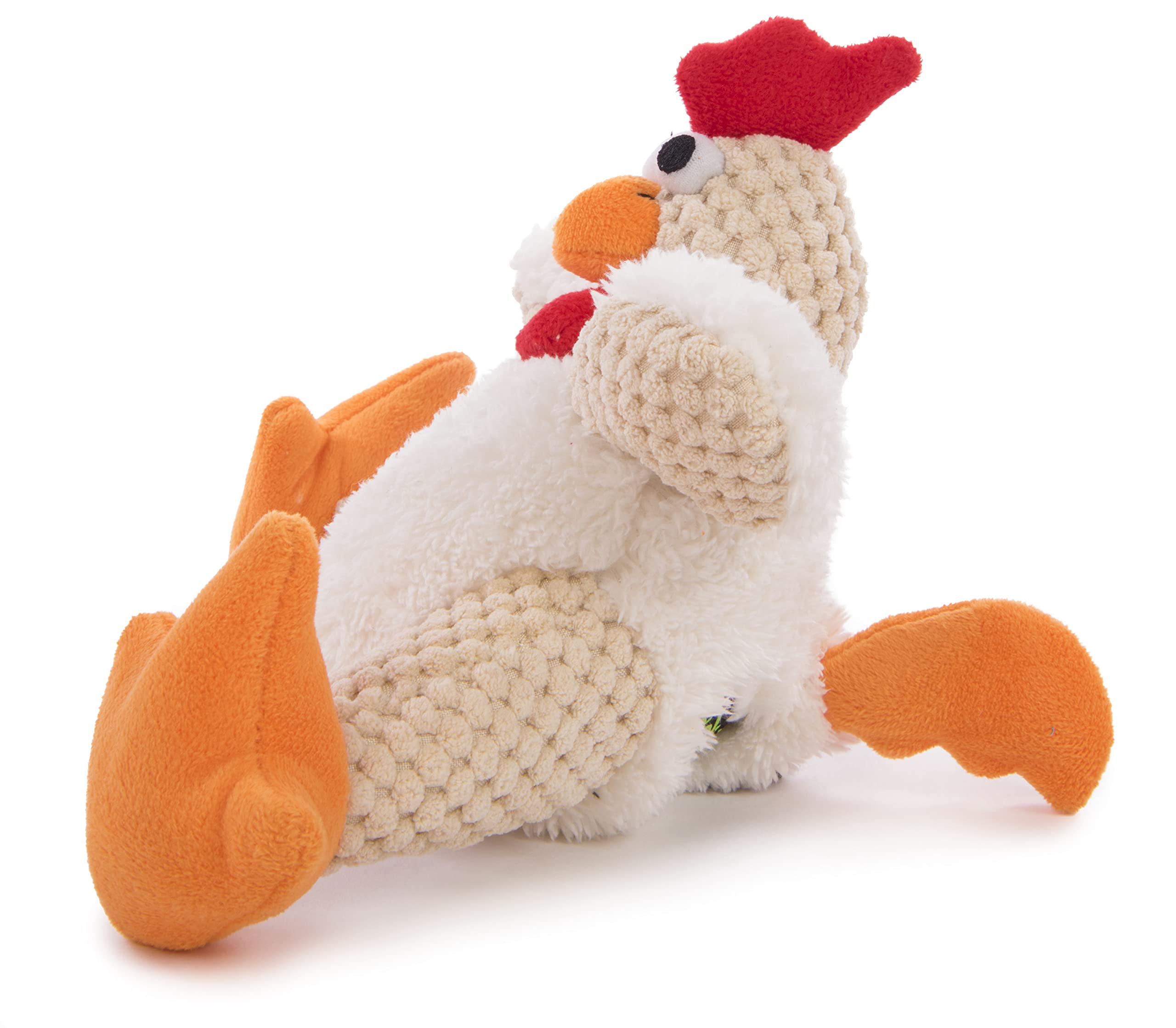 goDog Checkers Gallo Gordito — Juguete de Peluche con Chillador para Perros, Tecnología Chew Guard, Color Blanco, Talla Pequeña