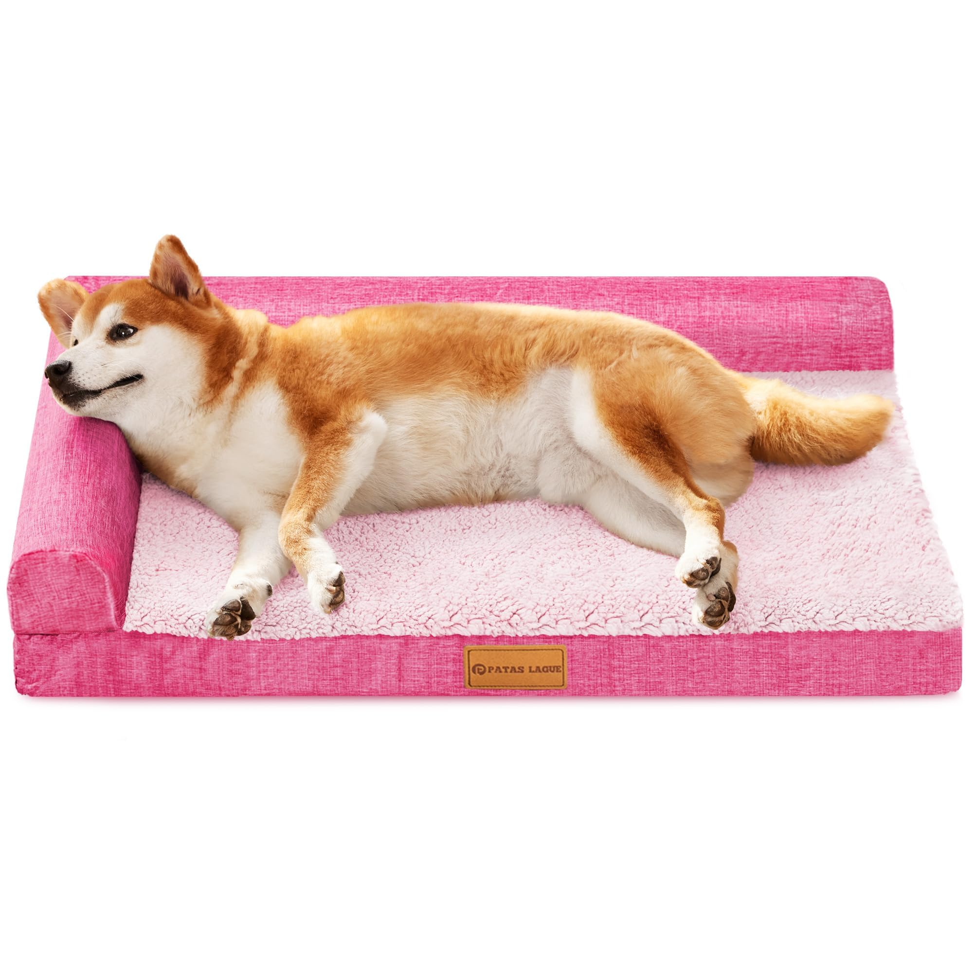 Patas Lague — Cama Ortopédica con Bolster en L y Cubierta Lavable Impermeable para Perro