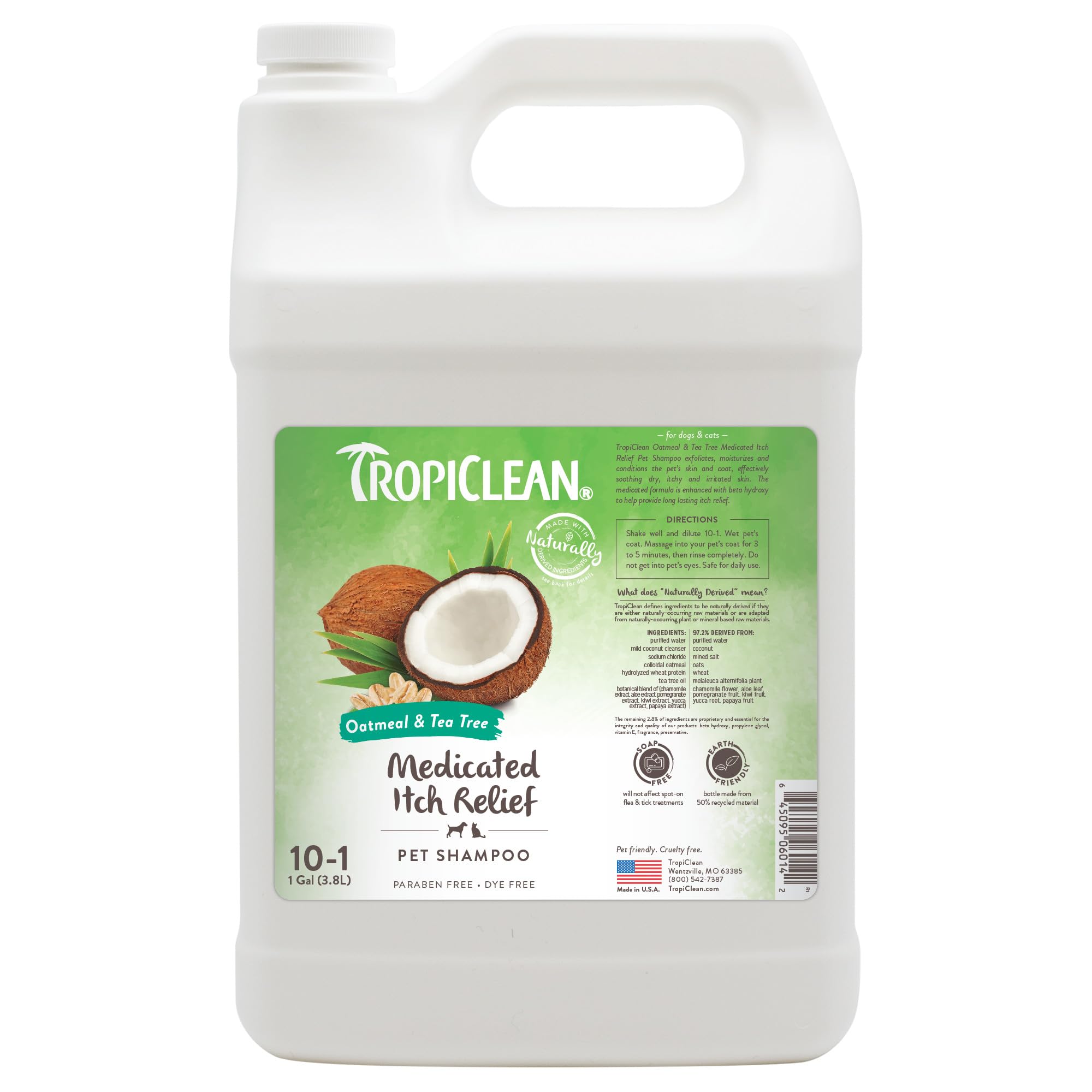 TropiClean Shampoo Galón — Shampoo Natural de Limpieza Profunda para Perros y Gatos