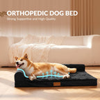 Patas Lague — Cama Ortopédica con Bolster en L y Cubierta Lavable Impermeable para Perro