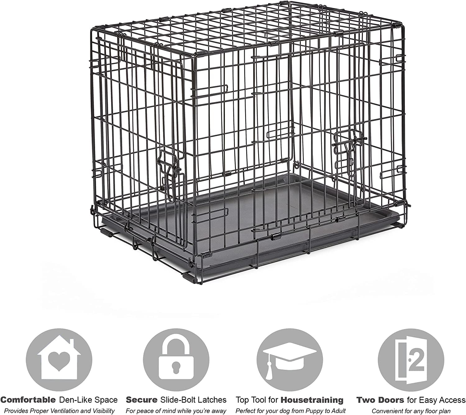 New World — Jaula para Perro Plegable de Metal con Doble Puerta