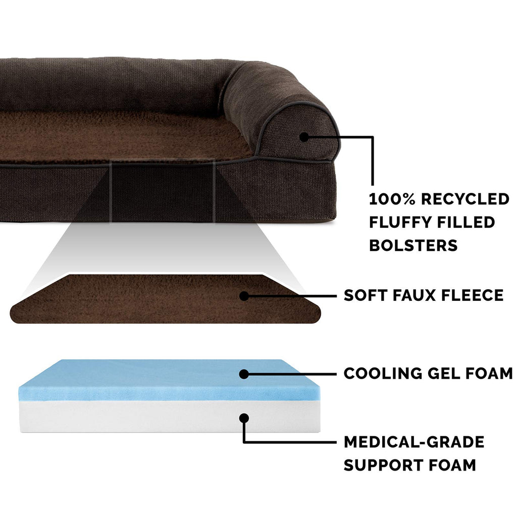 Furhaven Cooling Gel — Cama Ortopédica con Gel Refrescante, Bolsters Removibles y Cubierta Lavable para Perros Grandes