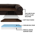 Furhaven Cooling Gel — Cama Ortopédica con Gel Refrescante, Bolsters Removibles y Cubierta Lavable para Perros Grandes