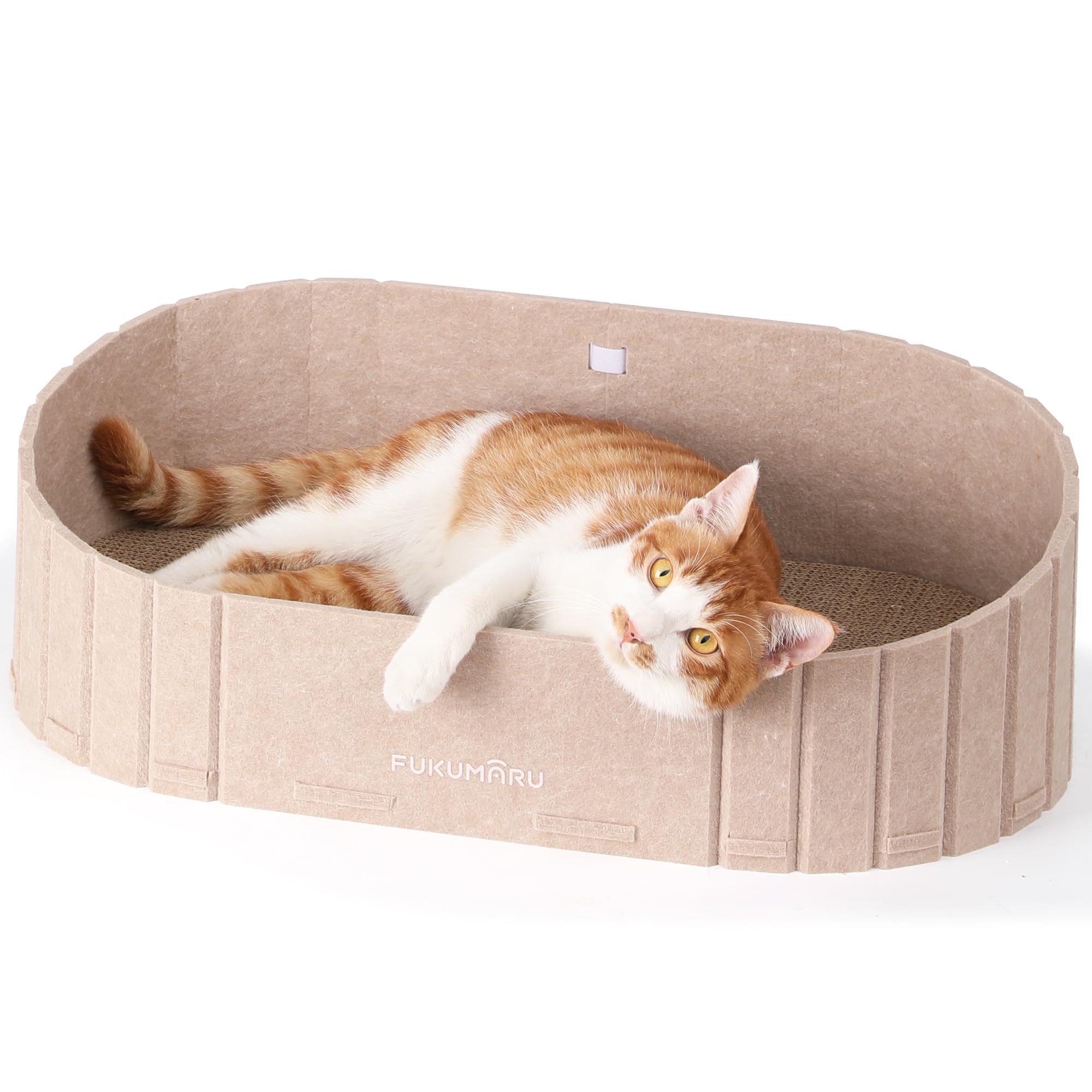 FUKUMARU — Rascador con Forma de Sofá para Gato, Reversible y Desmontable, Cama Rascadora Redonda para Gatos de Interior