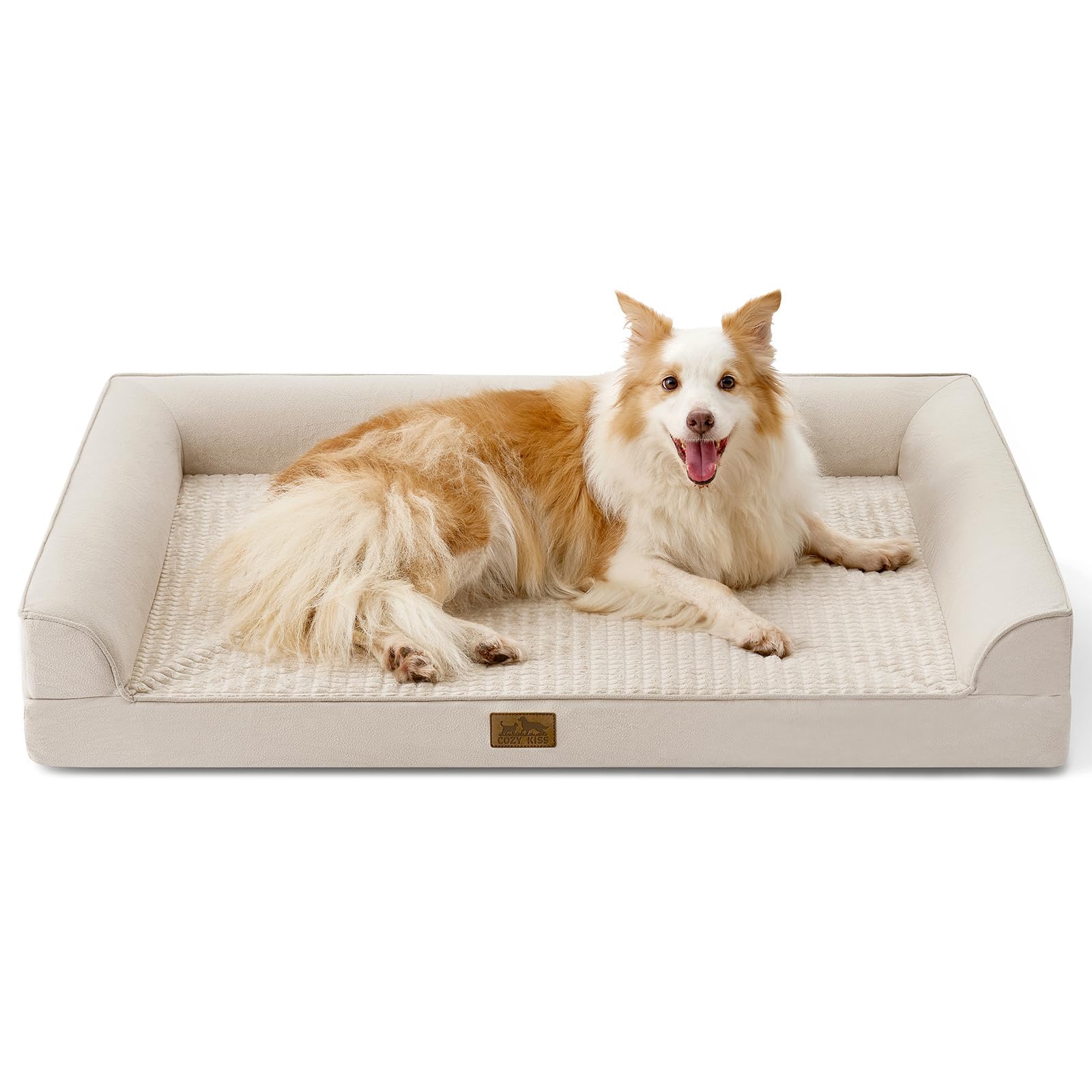 COZY KISS — Cama Ortopédica con Soporte en Espuma tipo Huevo y Bordes Acolchados en U para Perro