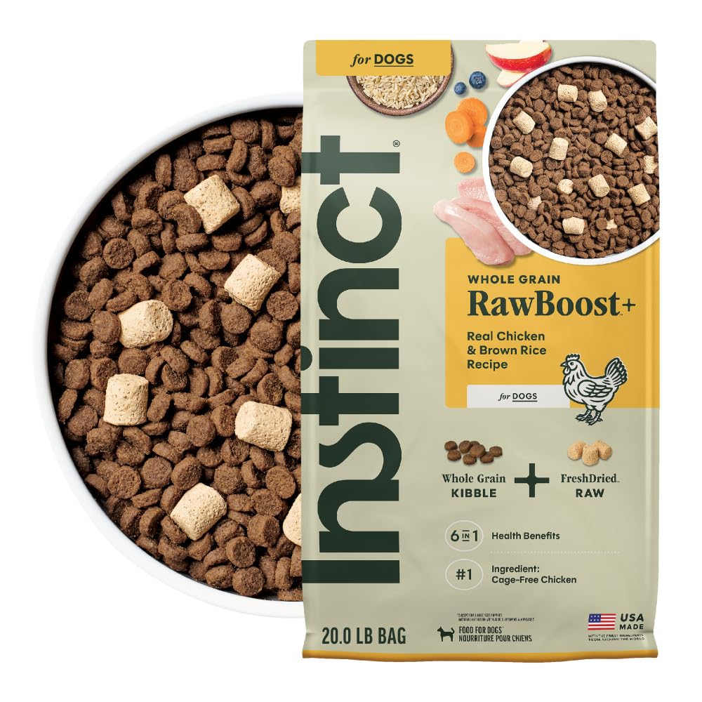 Instinct RawBoost Whole Grain — Alimento para Perro con Trozos de Pollo Crudo Deshidratado y Granos Enteros