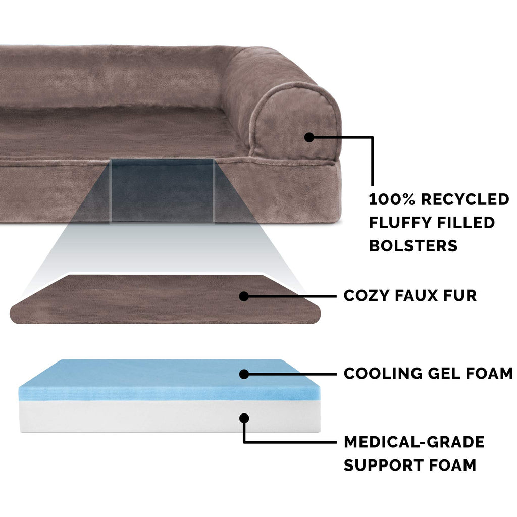Furhaven Cooling Gel — Cama Ortopédica con Gel Refrescante, Bolsters Removibles y Cubierta Lavable para Perros Grandes