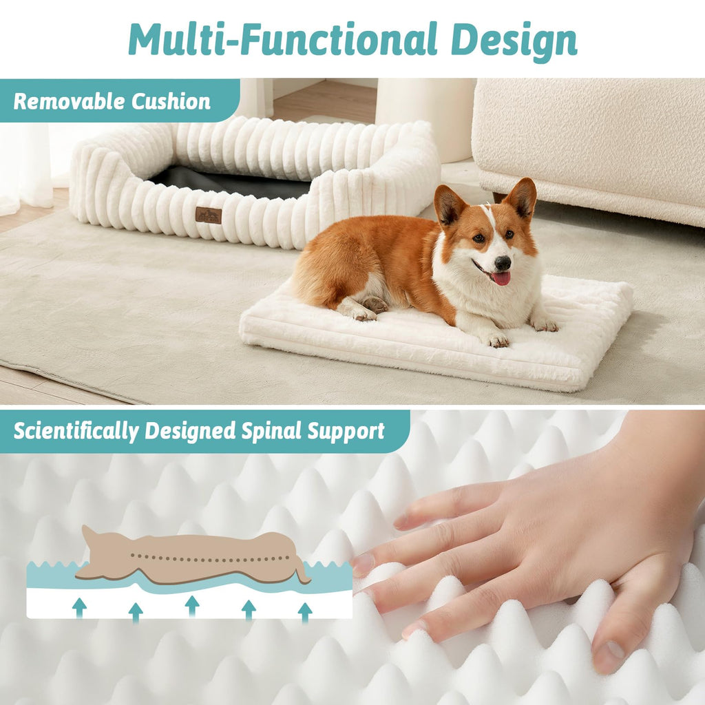 Cama Ortopédica Rectangular Lavable con Lados Elevados y Base Antideslizante — Cama Calmante para Perros y Gatos de Interior