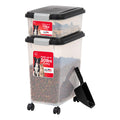 IRIS USA — Contenedor Hermético para Alimento de Perro y Gato, Combo 30 lbs y 11 lbs, Apilable con Ruedas y Taza Medidora de 2 Tazas