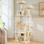 PAWZ Road 72-81 Inches Large Cat Tree, Tall Cat Tower with Large Mental Hammock for Indoor Cats Adults,7 Sisal-Covered Scratching Posts, 2 Padded Perches, Condos, and Basket