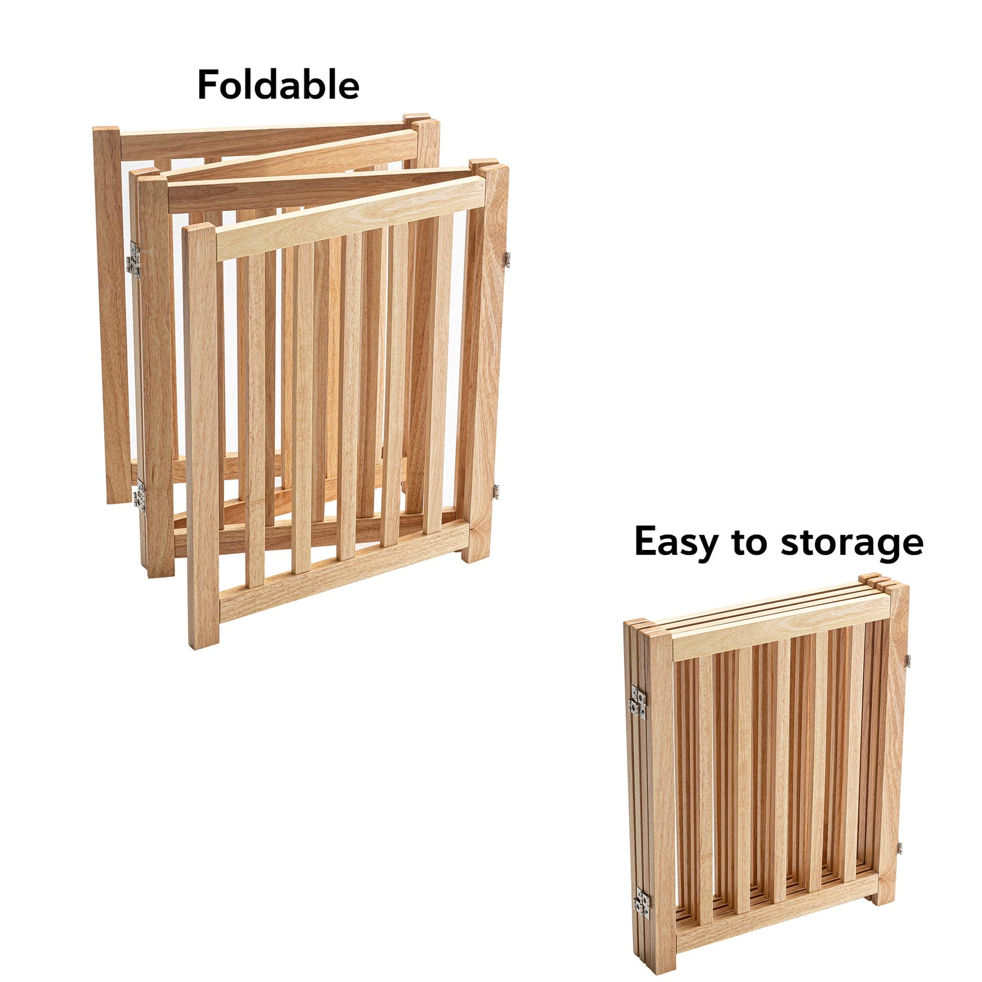 LZRS — Reja de Madera de Roble Plegable Independiente para Mascotas, Puerta de Seguridad Interior para Perros