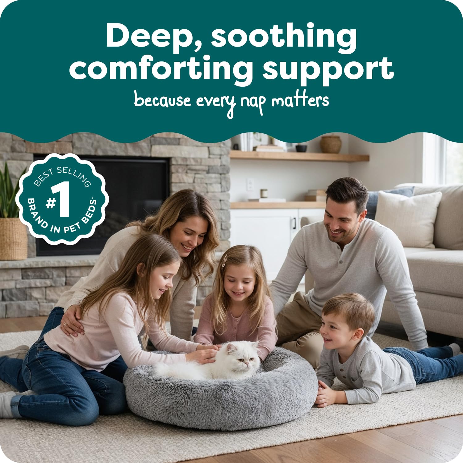 FurHaven Calming Cuddler — Cama Donut Calmante de Peluche para Perros y Gatos