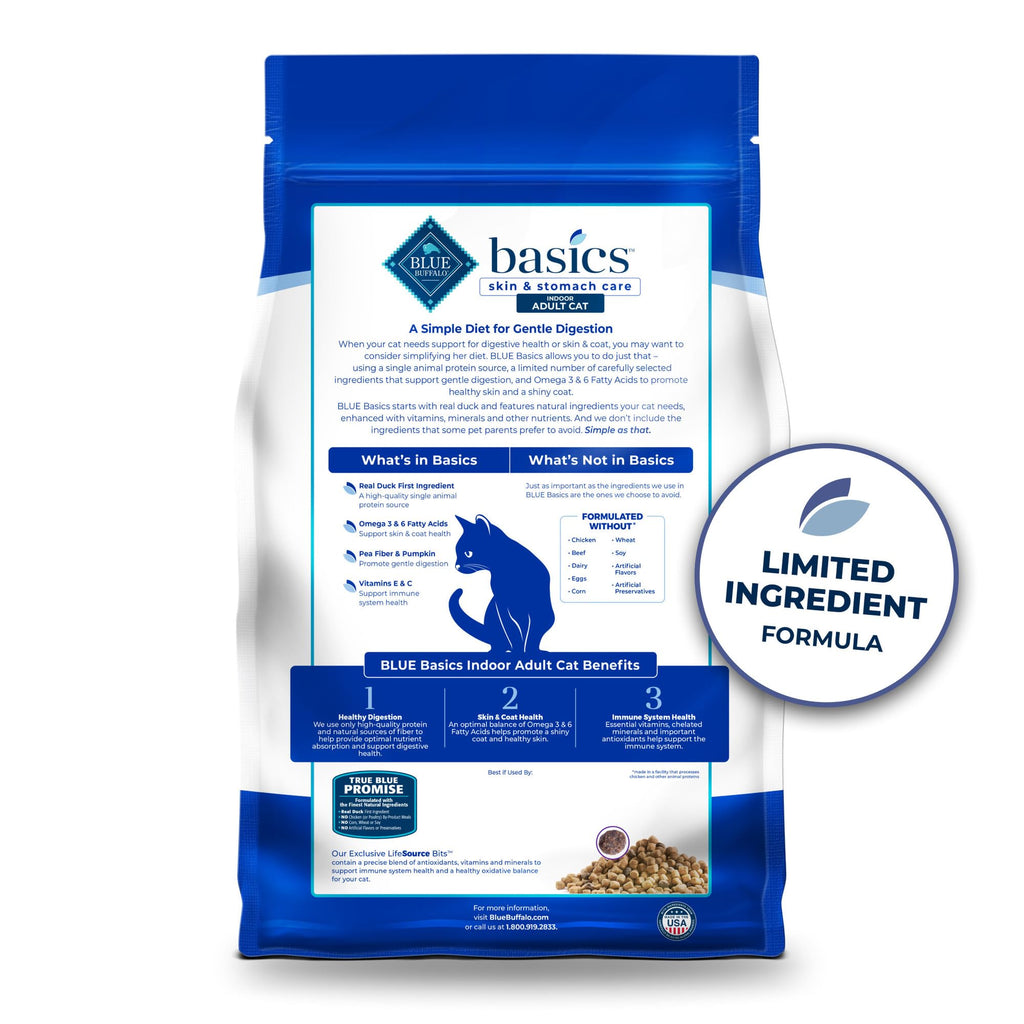 BLUE BUFFALO Basics Indoor — Alimento para Gato Adulto Sin Granos para Piel y Estómago Sensible