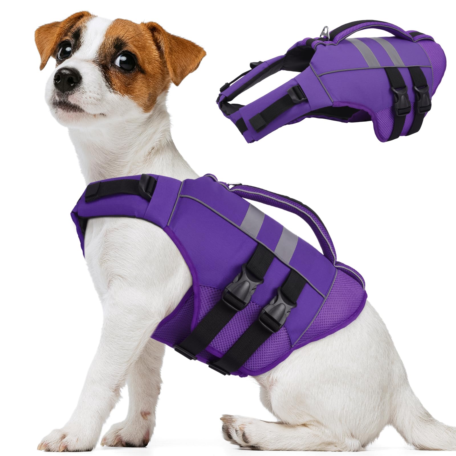Kuoser — Chaleco Salvavidas Ajustable con Asa de Rescate y Reflectores para Perro