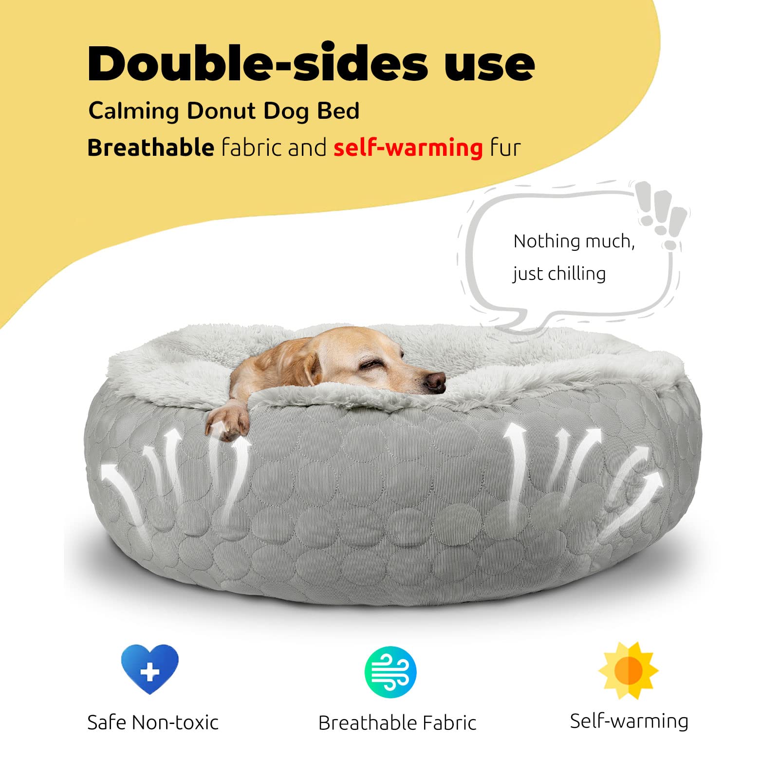 HachiKitty Calming Donut Bed — Cama Redonda y Esponjosa con Lado Frío y Cálido para Perro