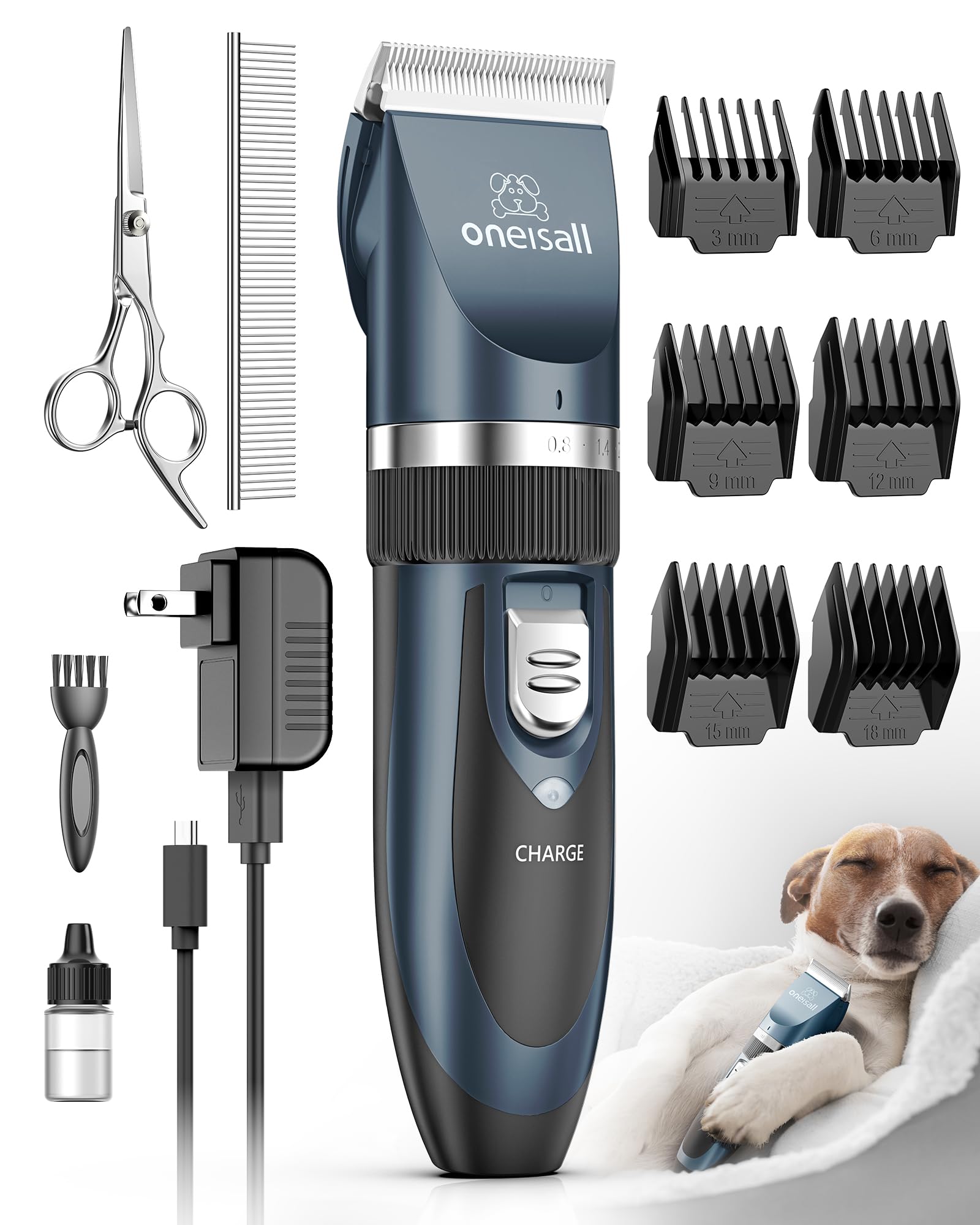 oneisall — Rasuradora Eléctrica Recargable Inalámbrica de Bajo Ruido para Perros, Gatos y Mascotas