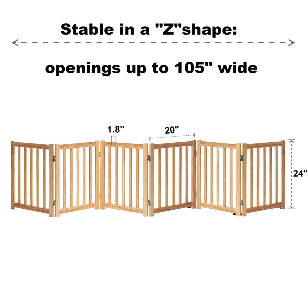 LZRS — Reja de Madera de Roble Plegable Independiente para Mascotas, Puerta de Seguridad Interior para Perros