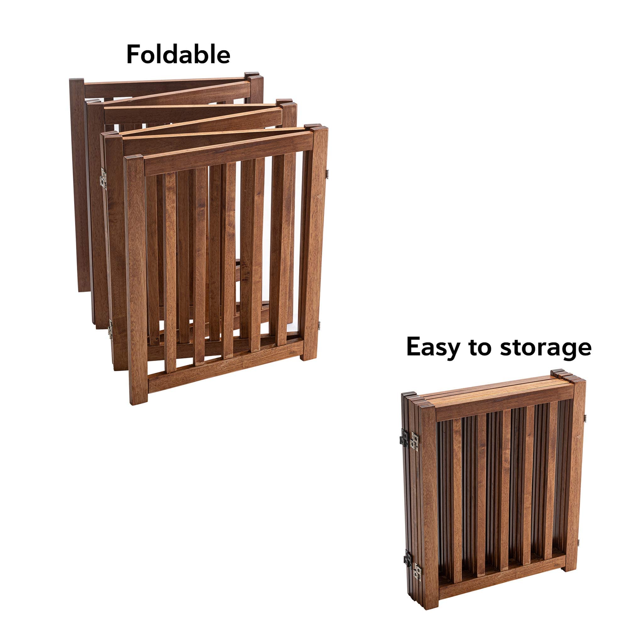 LZRS — Reja de Madera de Roble Plegable Independiente para Mascotas, Puerta de Seguridad Interior para Perros