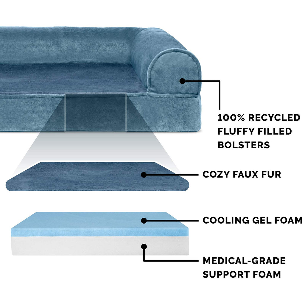 Furhaven Cooling Gel — Cama Ortopédica con Gel Refrescante, Bolsters Removibles y Cubierta Lavable para Perros Grandes
