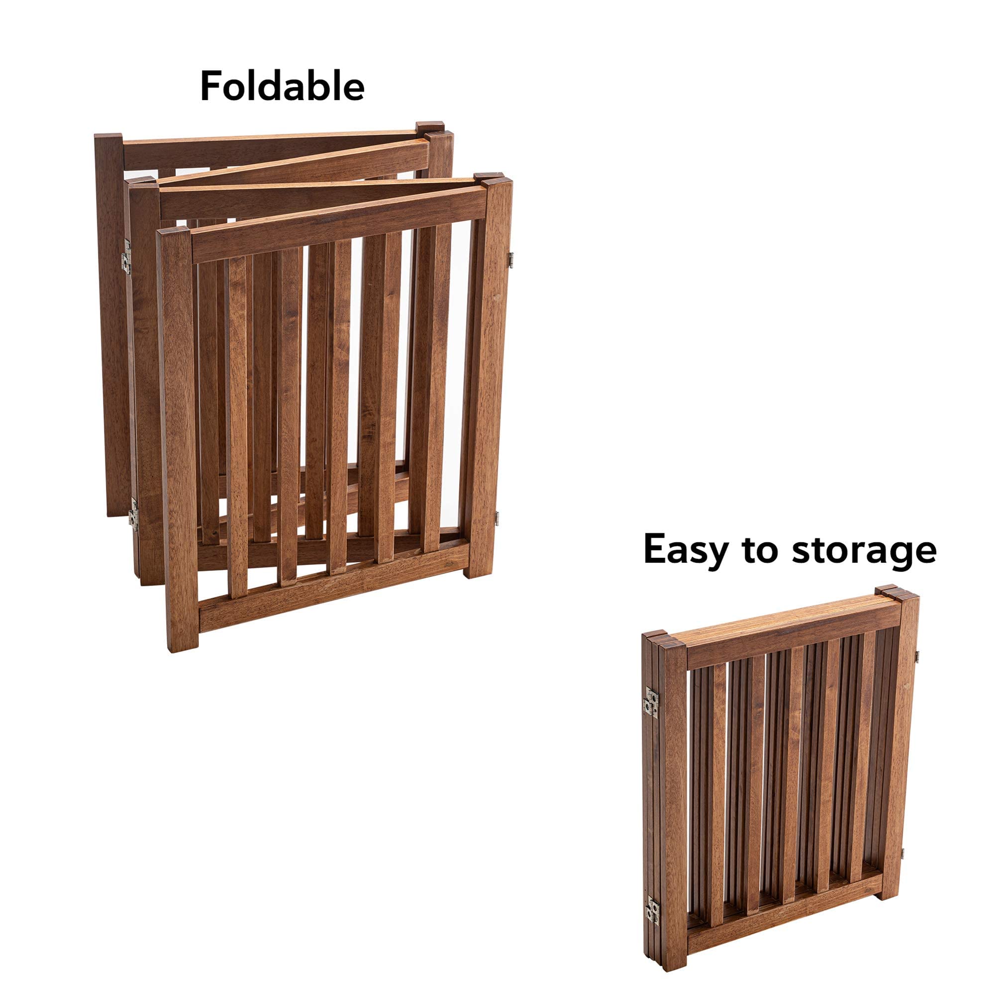 LZRS — Reja de Madera de Roble Plegable Independiente para Mascotas, Puerta de Seguridad Interior para Perros